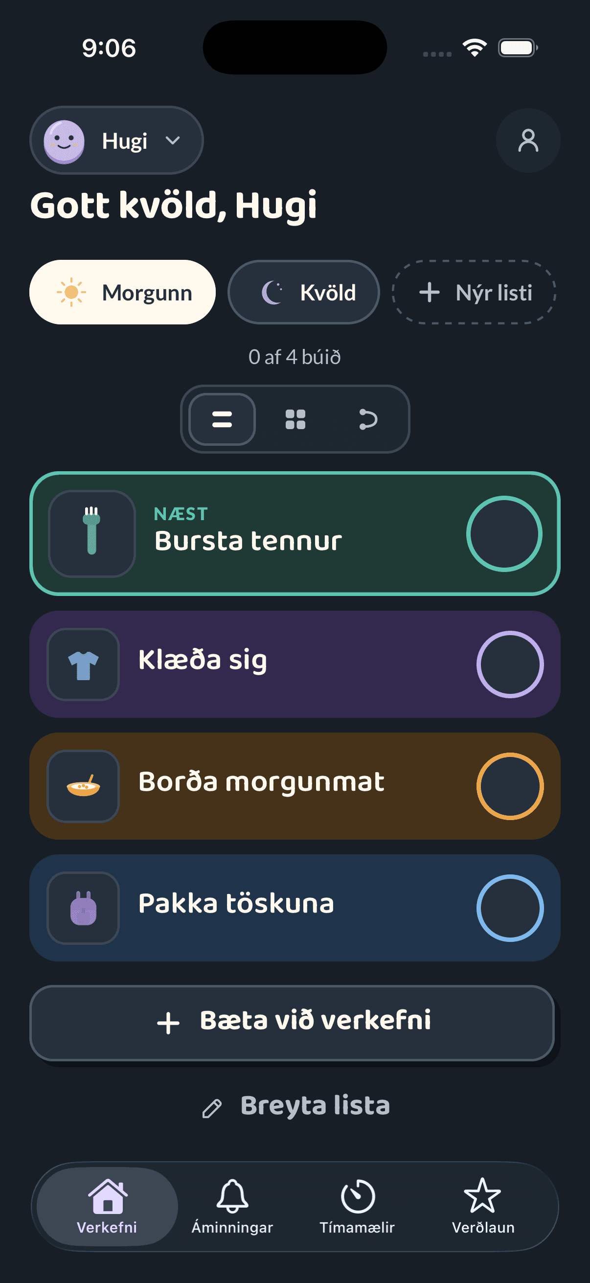 Rólegt á morgnana, mjúkt á kvöldin